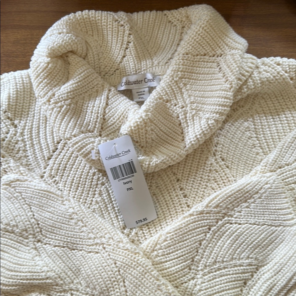COLDWATER CREEK IVORY COWL NECK SWEATER